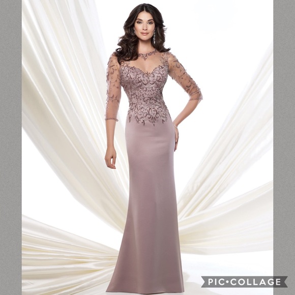 Montage by Mon Cheri 3/4 sleeves long Gown - Picture 5 of 6